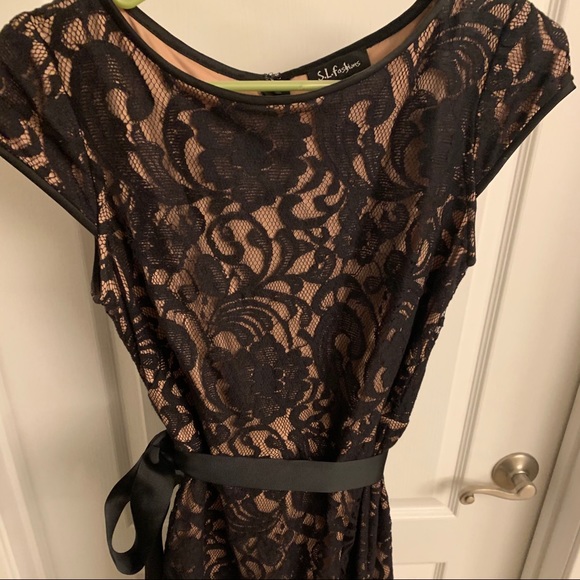 Black Lace Overlay Dress - Picture 3 of 5